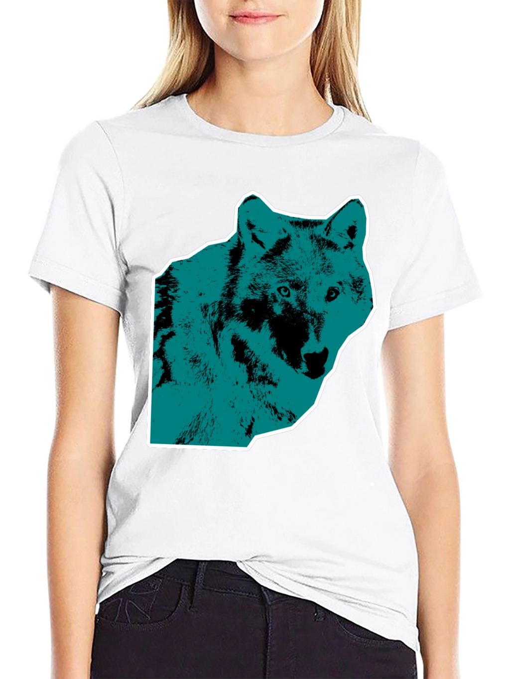 Wolf Graphic Print Mens Black T-Shirt