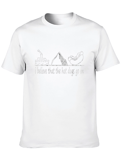 Titanic Hot Dog Graphic T-Shirt Funny Novelty Tee