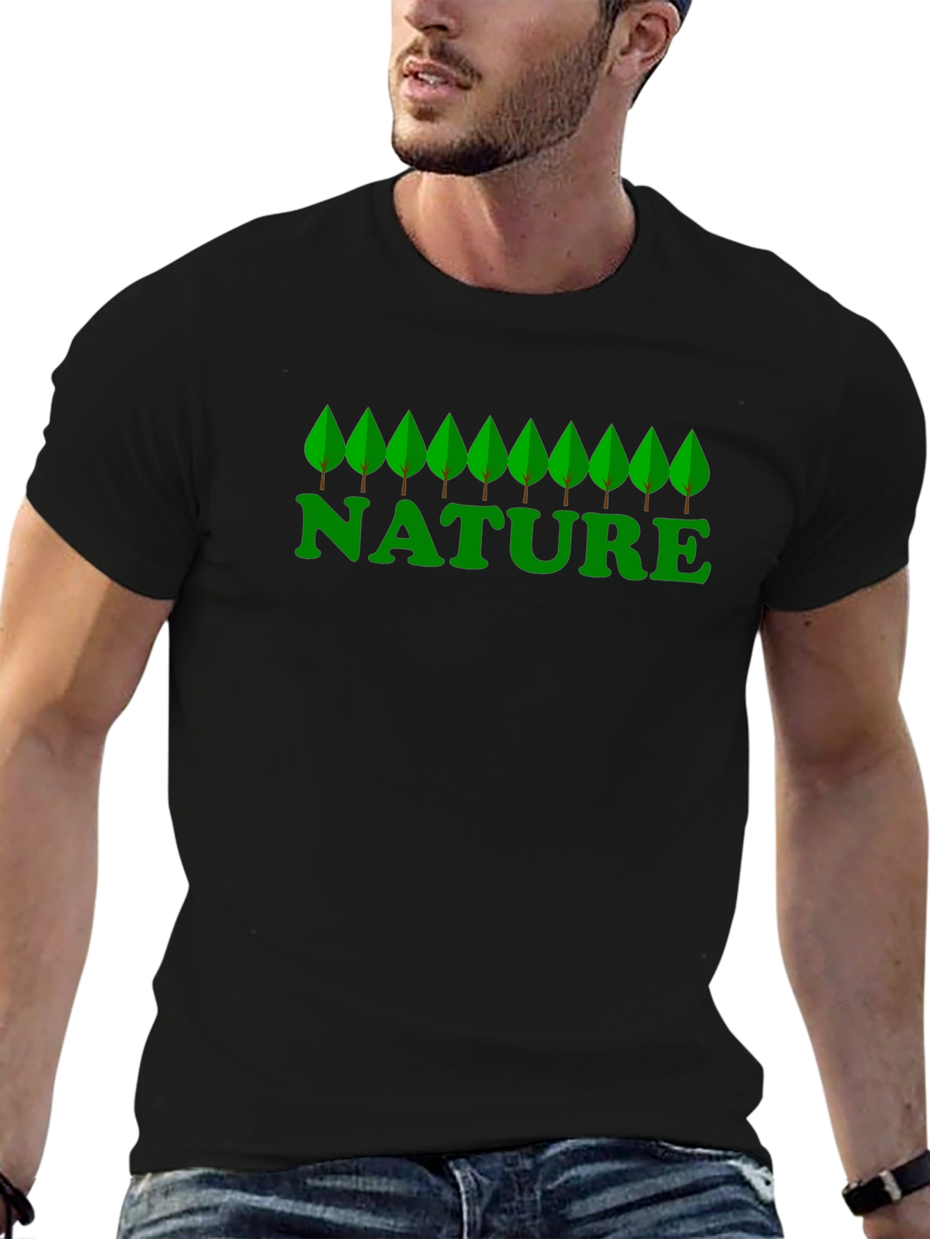 Nature Graphic Print Black T-Shirt