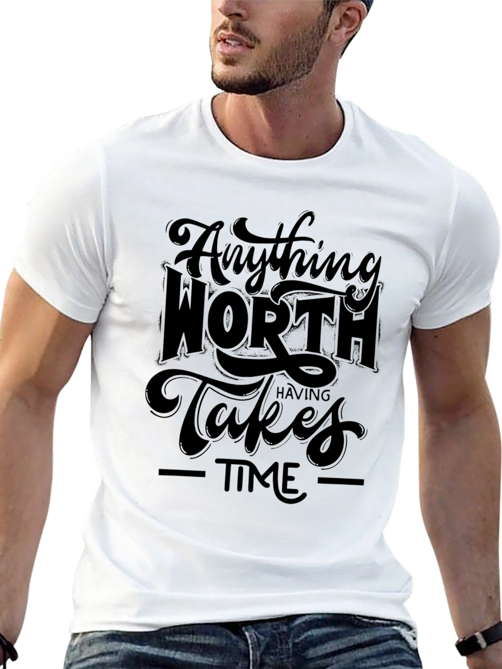 Anything Worth Having Takes Time Black Graphic Tee