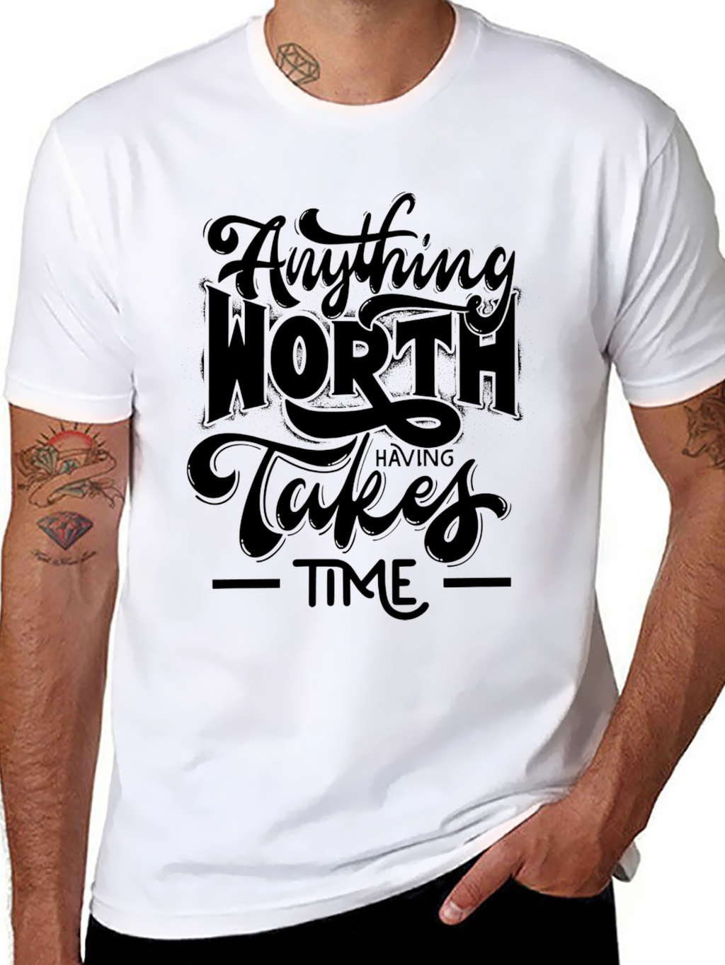 Anything Worth Having Takes Time Black Graphic Tee