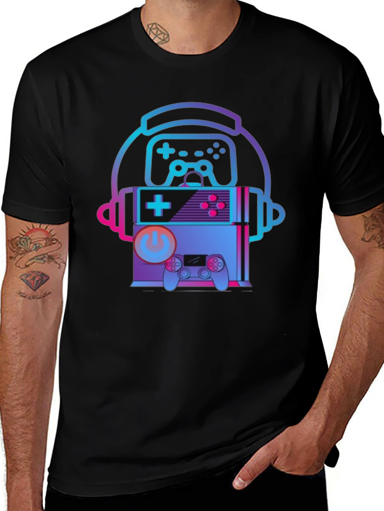 Retro Gaming T-Shirt - Headphone Console Controller Design