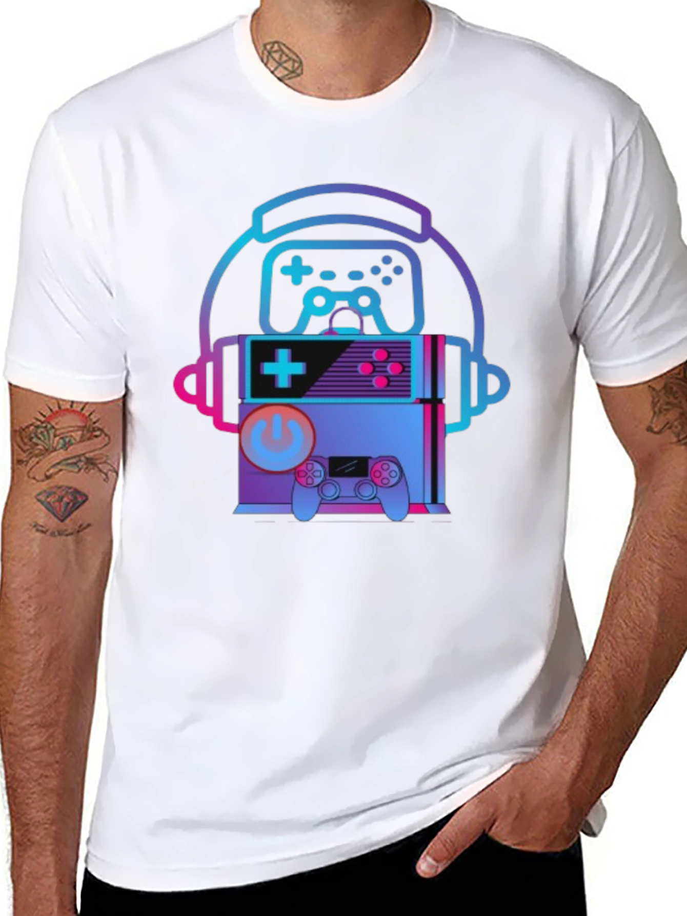 Retro Gaming T-Shirt - Headphone Console Controller Design