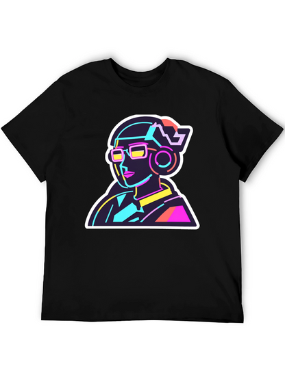 Neon Cyberpunk T-Shirt - Retro Futuristic Design