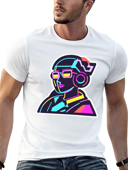Neon Cyberpunk T-Shirt - Retro Futuristic Design