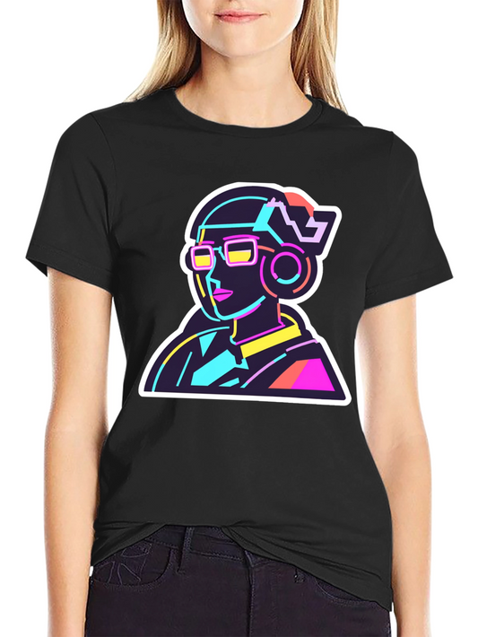 Neon Cyberpunk T-Shirt - Retro Futuristic Design