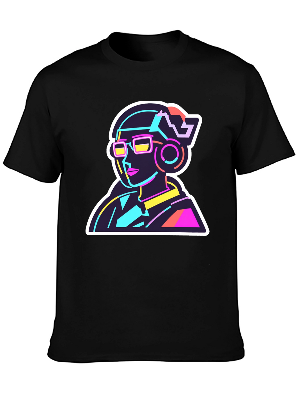 Neon Cyberpunk T-Shirt - Retro Futuristic Design