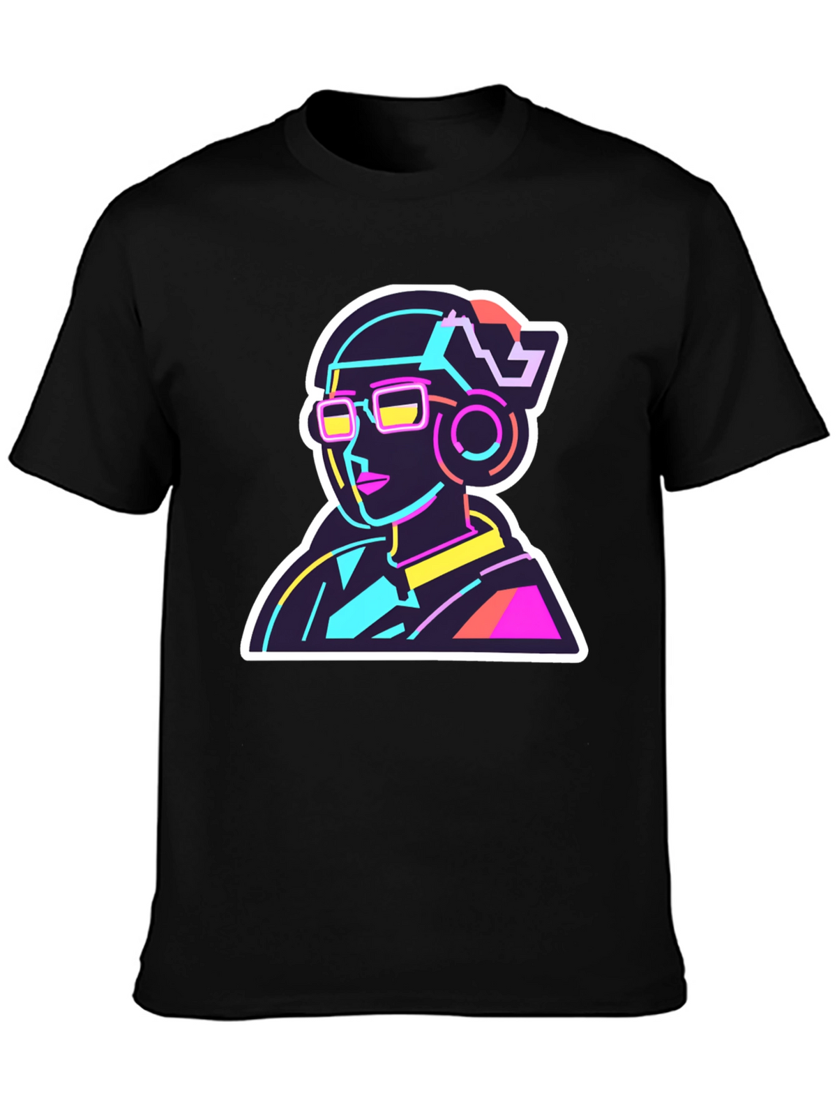 Neon Cyberpunk T-Shirt - Retro Futuristic Design