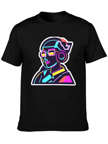Neon Cyberpunk T-Shirt - Retro Futuristic Design
