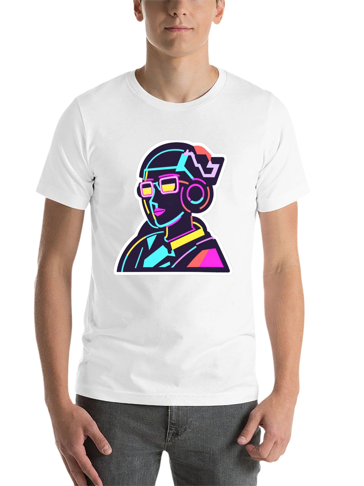 Neon Cyberpunk T-Shirt - Retro Futuristic Design