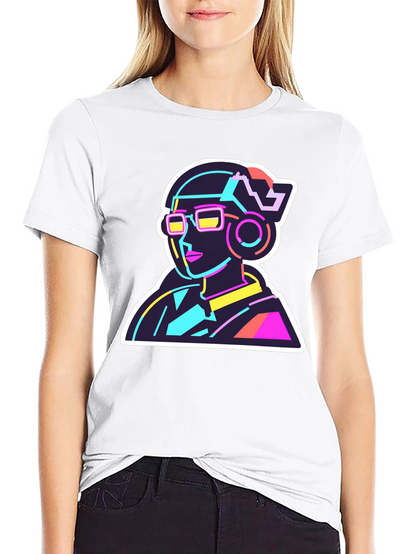Neon Cyberpunk T-Shirt - Retro Futuristic Design