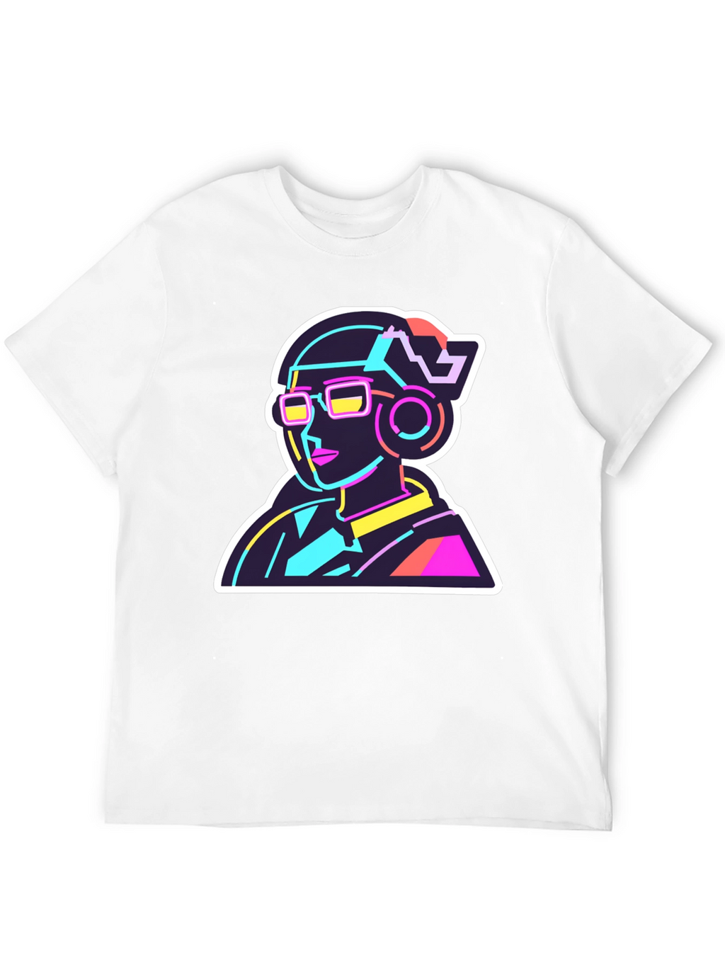 Neon Cyberpunk T-Shirt - Retro Futuristic Design