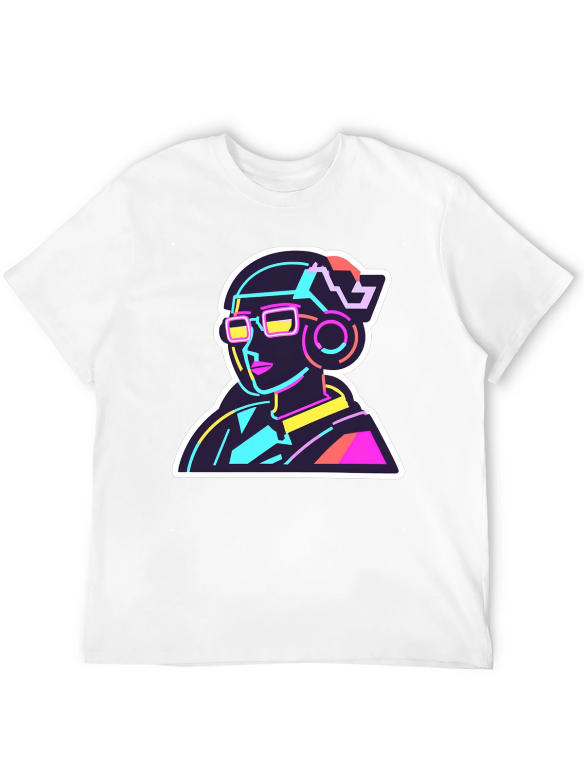 Neon Cyberpunk T-Shirt - Retro Futuristic Design