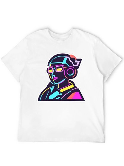 Neon Cyberpunk T-Shirt - Retro Futuristic Design