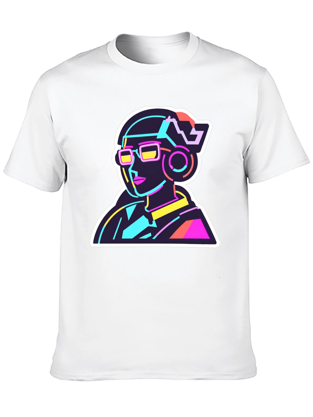 Neon Cyberpunk T-Shirt - Retro Futuristic Design