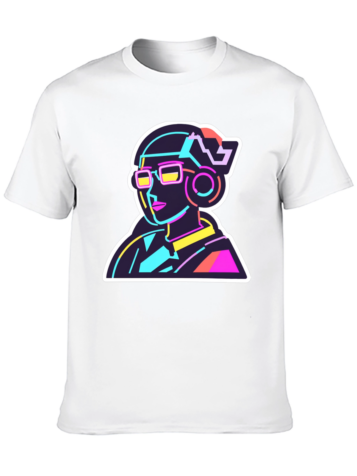 Neon Cyberpunk T-Shirt - Retro Futuristic Design