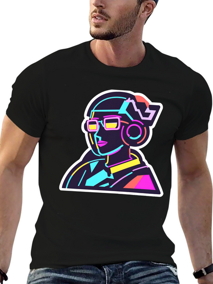 Neon Cyberpunk T-Shirt - Retro Futuristic Design