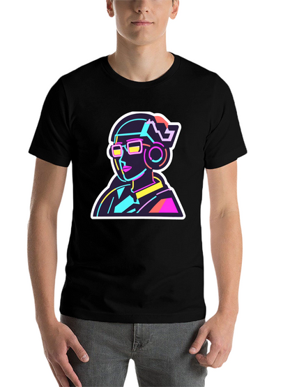 Neon Cyberpunk T-Shirt - Retro Futuristic Design