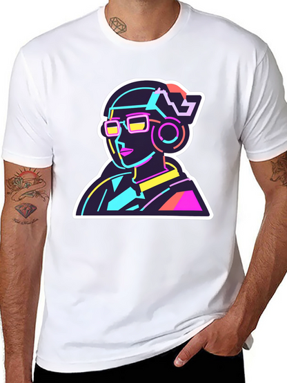 Neon Cyberpunk T-Shirt - Retro Futuristic Design