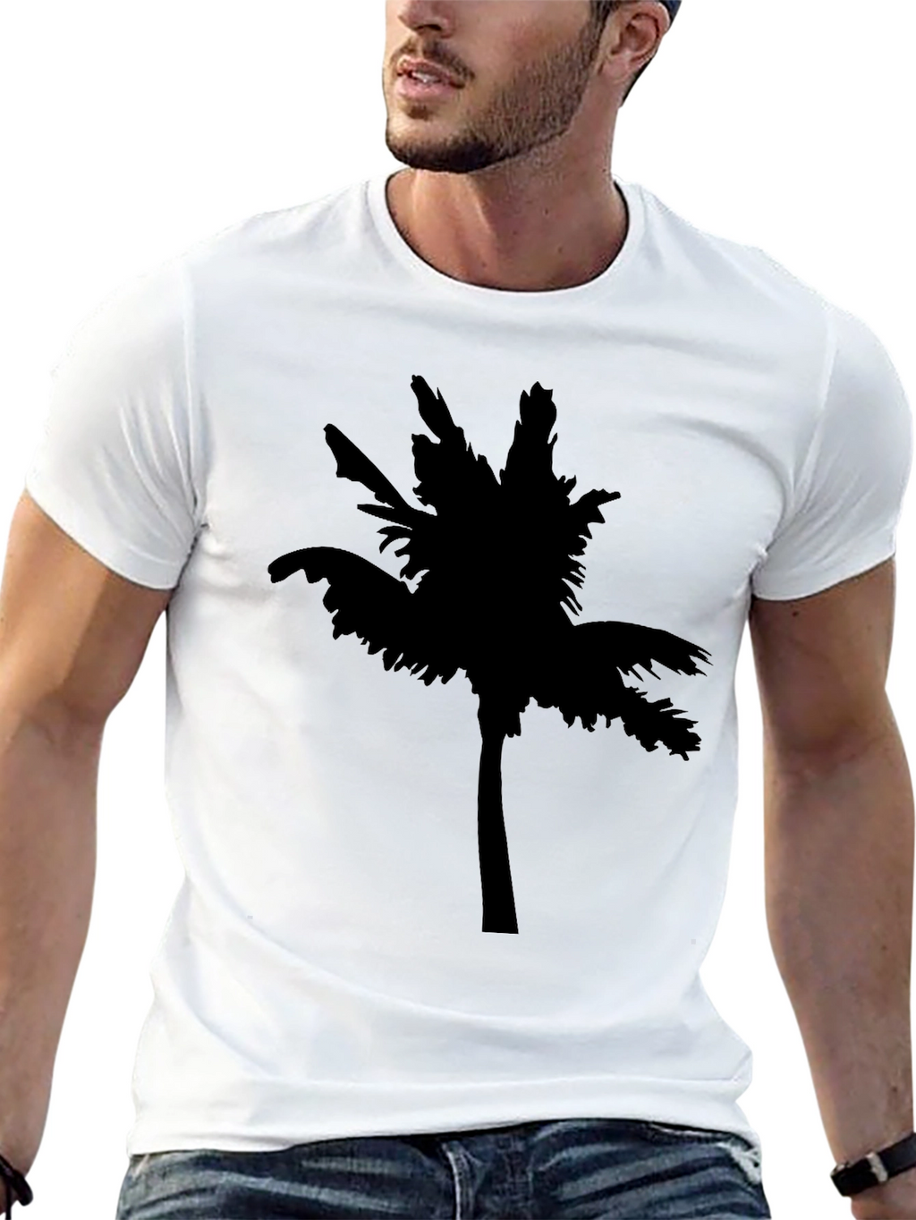 Mens Black Palm Tree Graphic T-Shirt