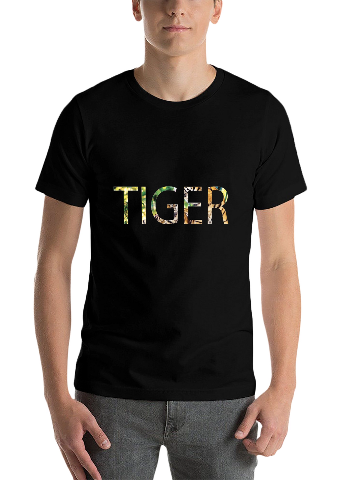 Tiger Graphic Print Black T-Shirt