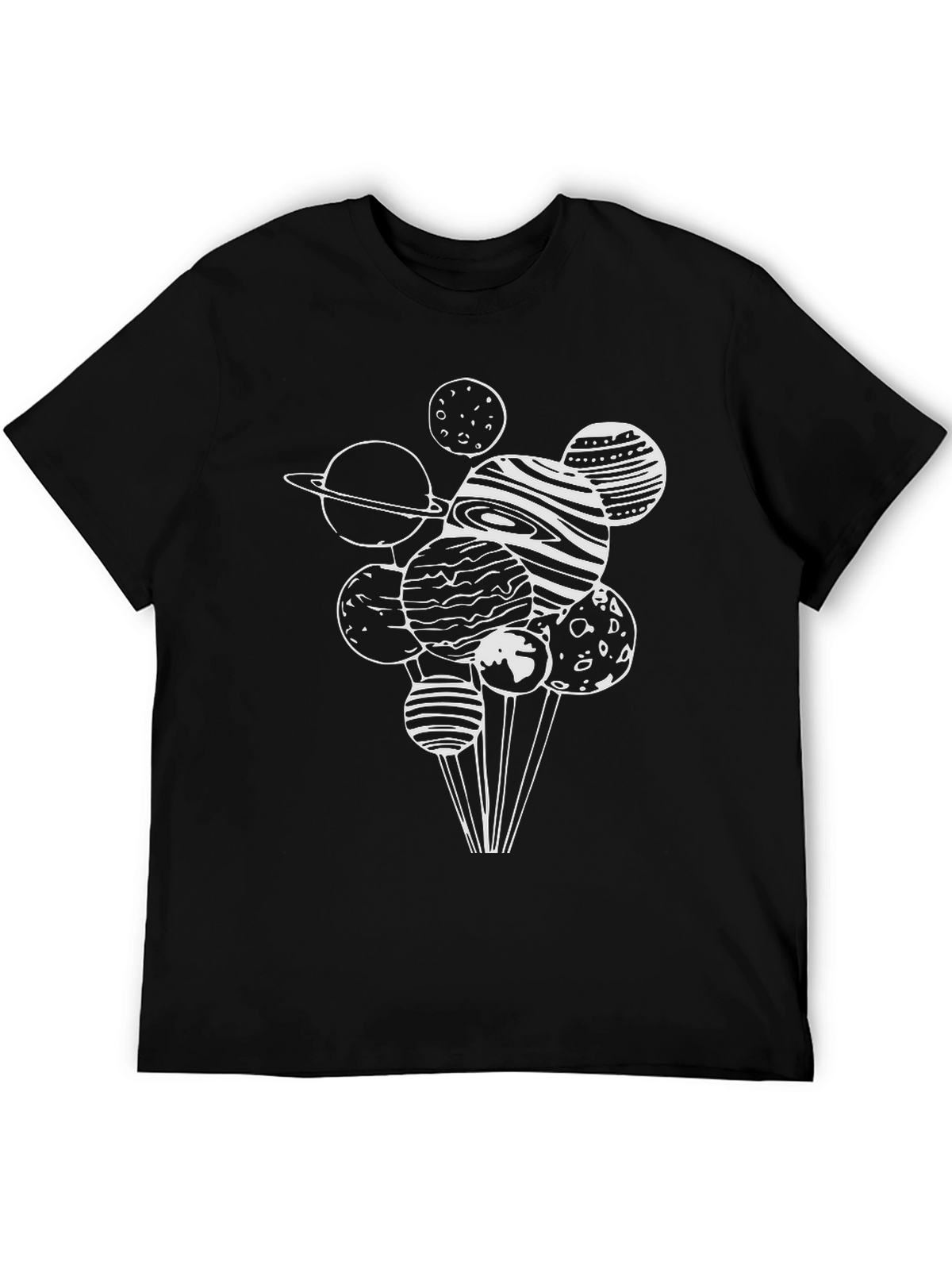 Planets Graphic Tee - Black Cotton T-Shirt