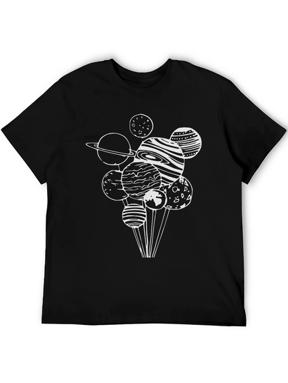 Planets Graphic Tee - Black Cotton T-Shirt