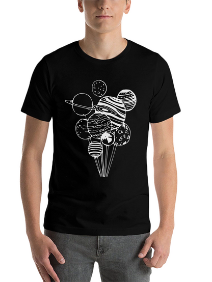 Planets Graphic Tee - Black Cotton T-Shirt