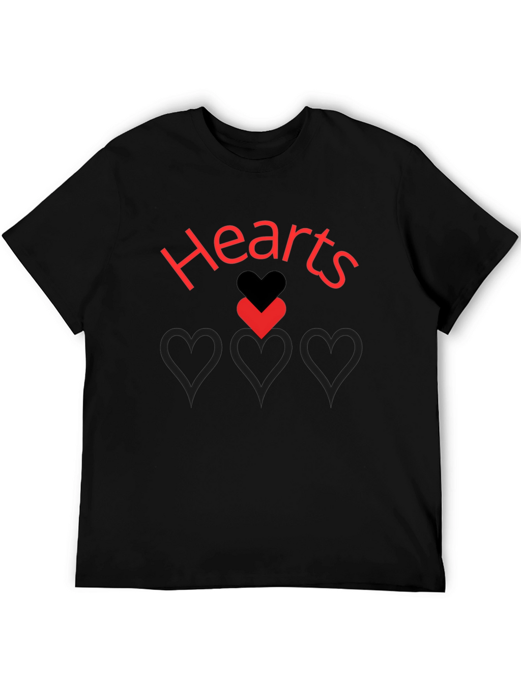 Hearts Graphic Print Black T-Shirt