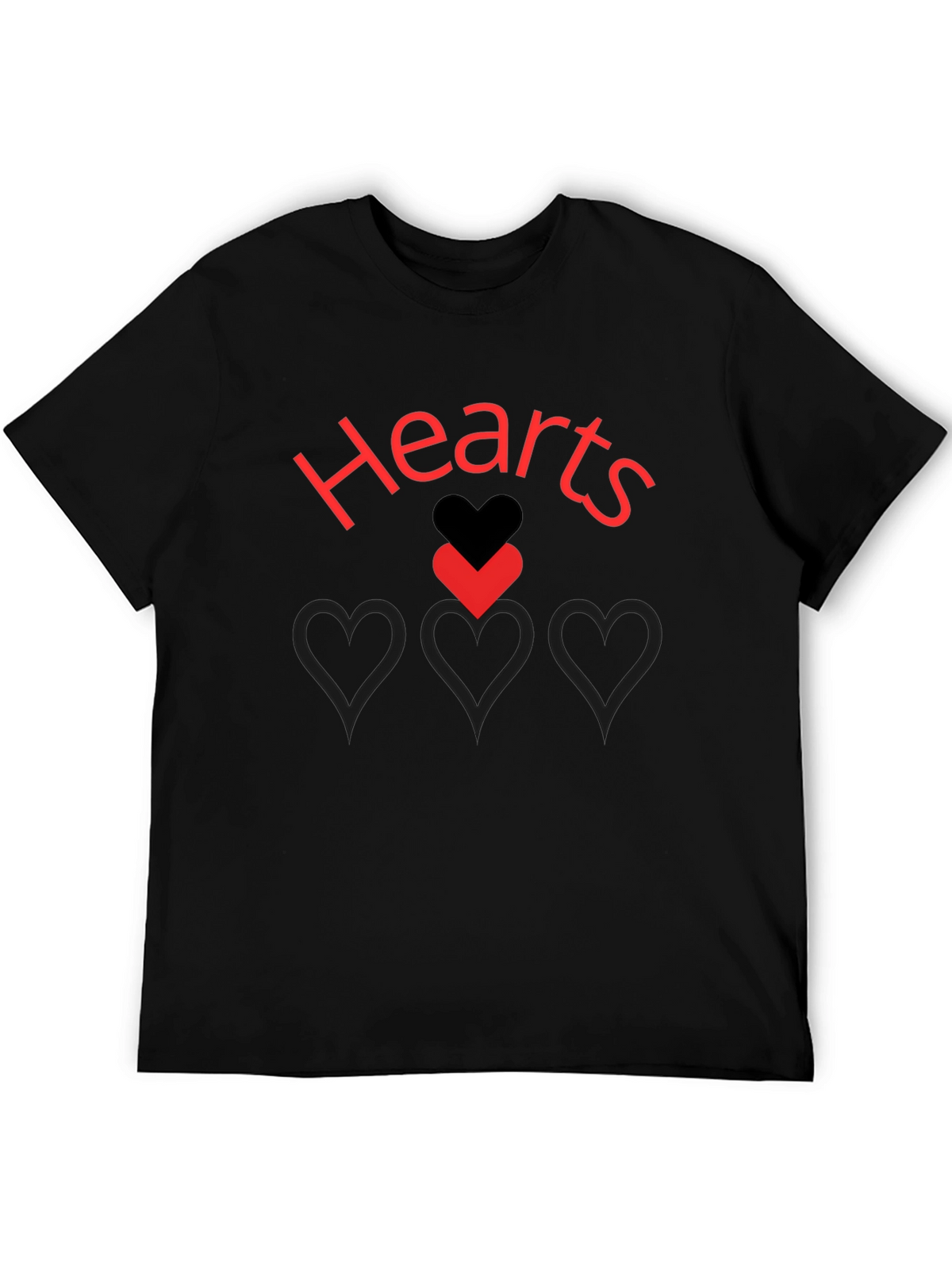 Hearts Graphic Print Black T-Shirt