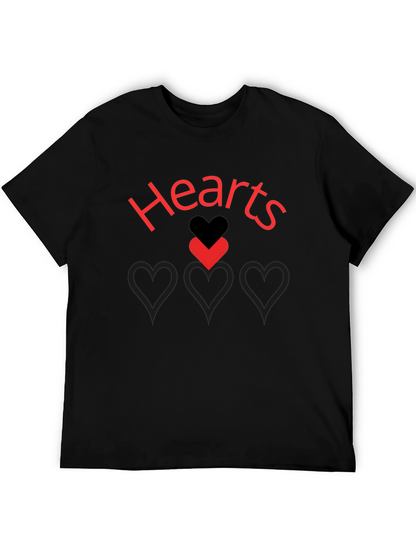 Hearts Graphic Print Black T-Shirt