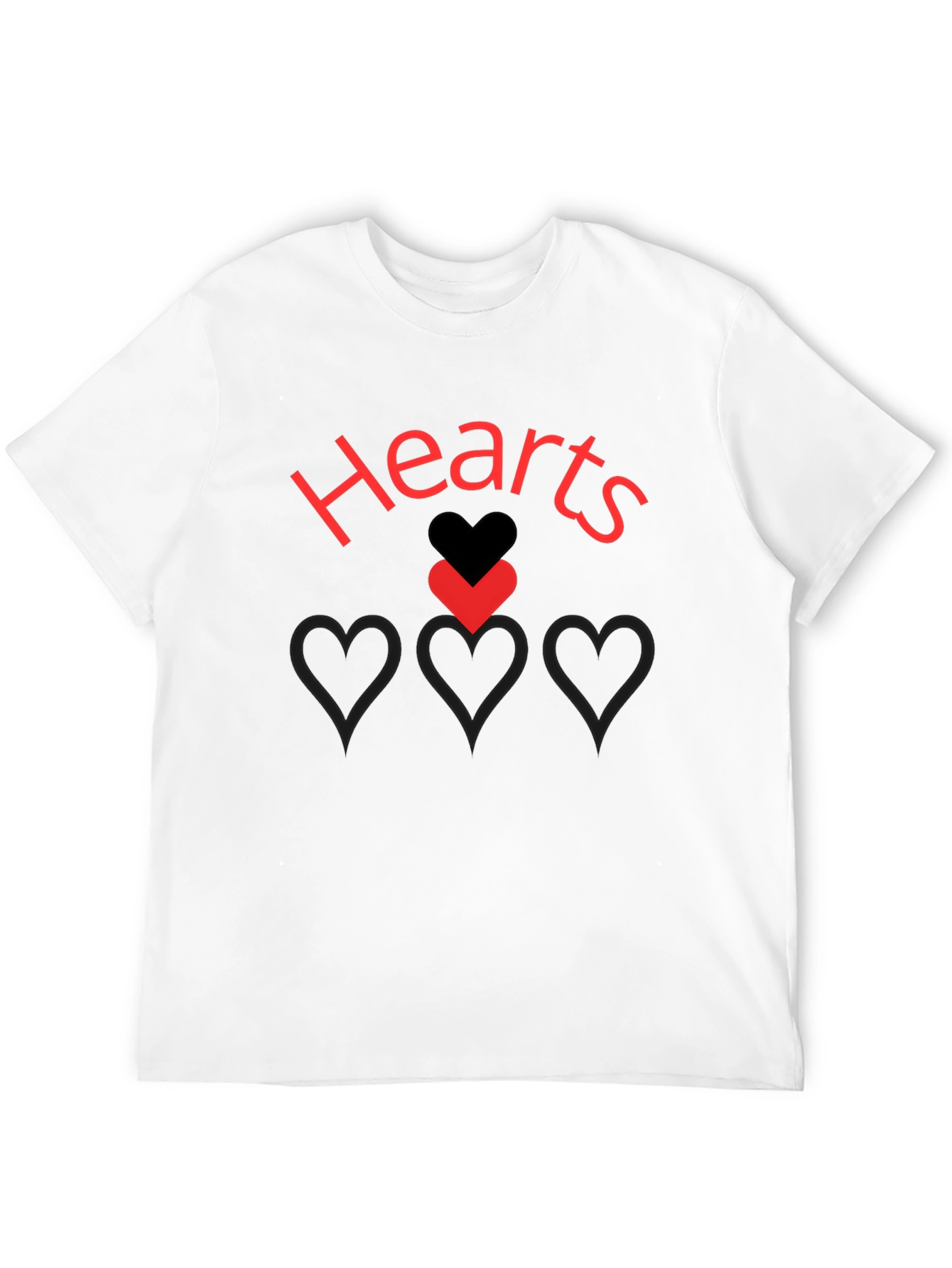 Hearts Graphic Print Black T-Shirt