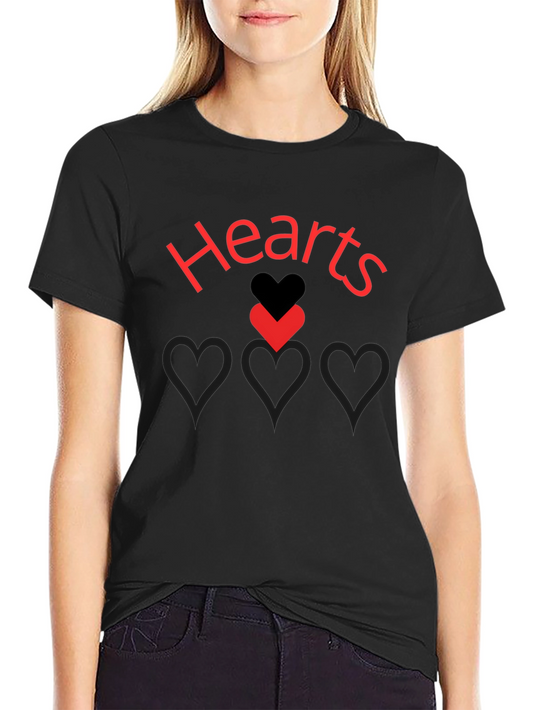 Hearts Graphic Print Black T-Shirt