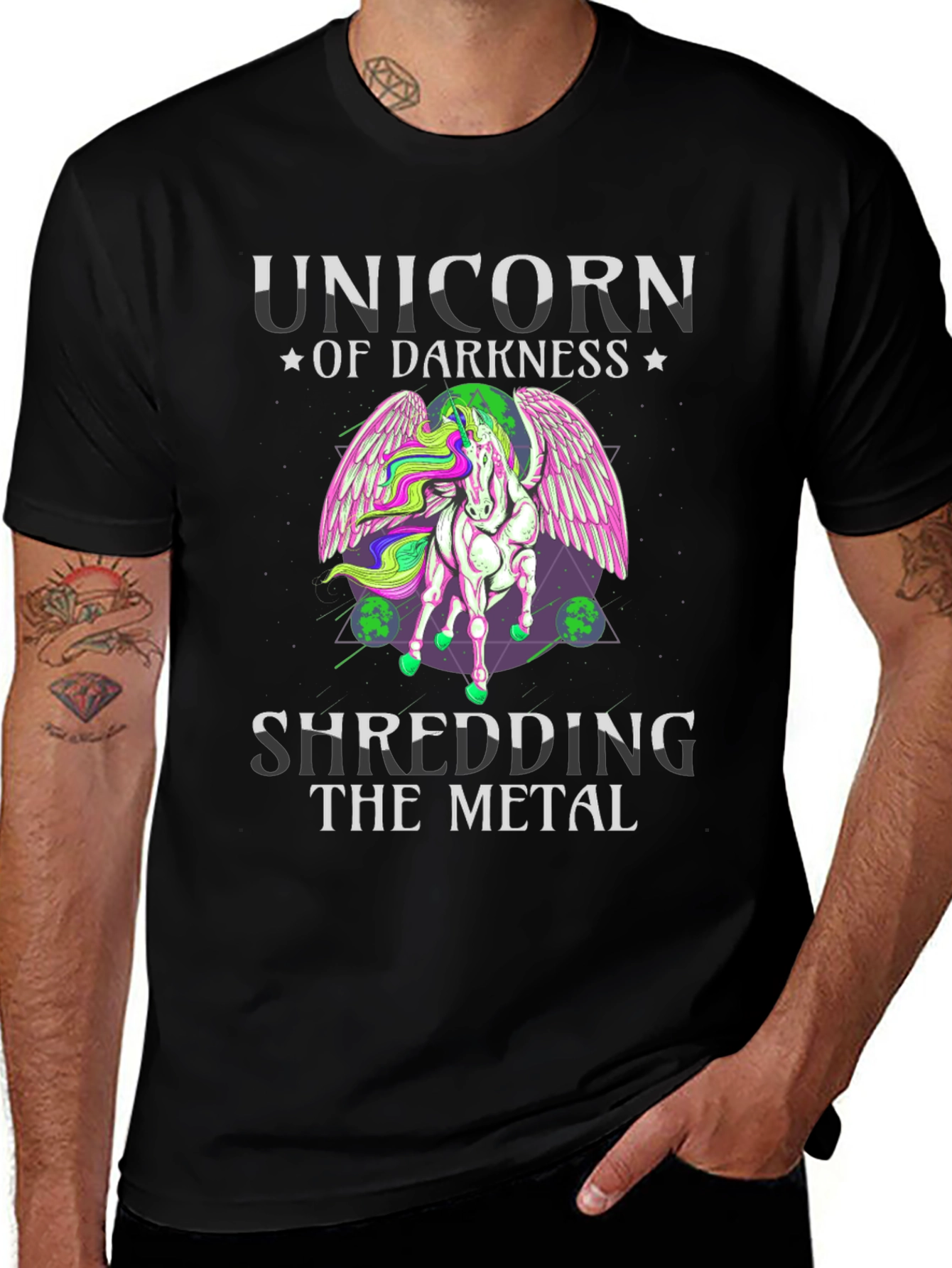 Unicorn of Darkness Shredding Metal T-Shirt
