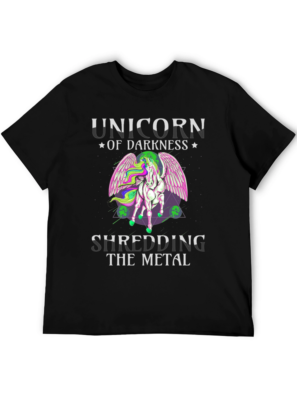 Unicorn of Darkness Shredding Metal T-Shirt