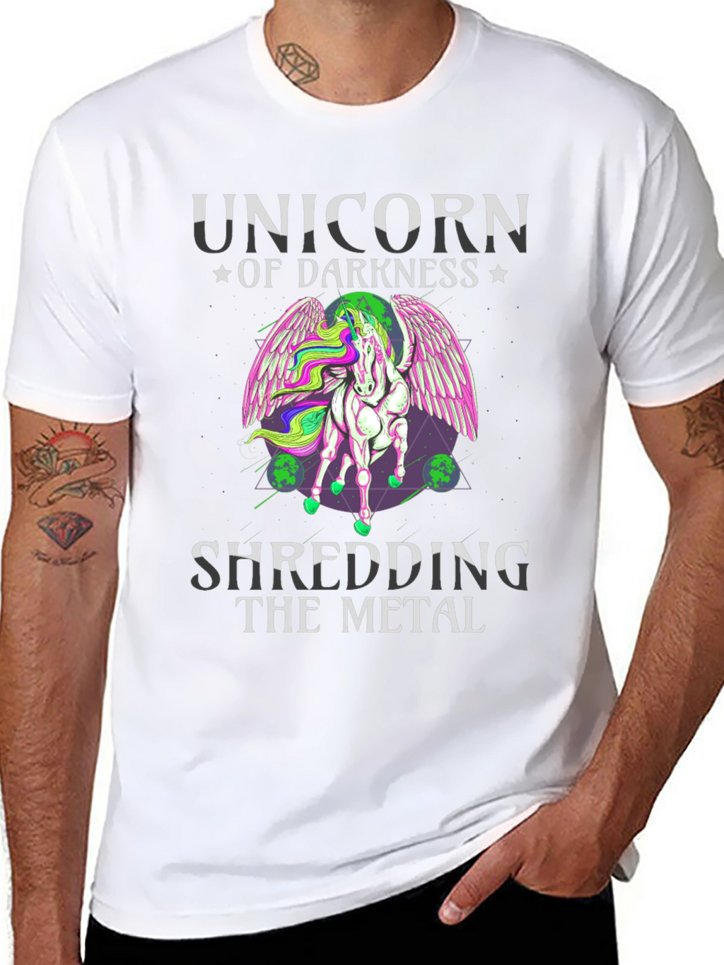 Unicorn of Darkness Shredding Metal T-Shirt