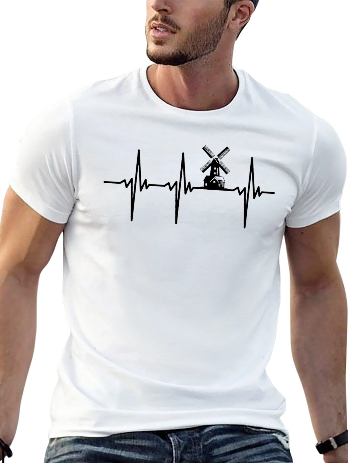 Heartbeat Windmill Graphic Tee - Black