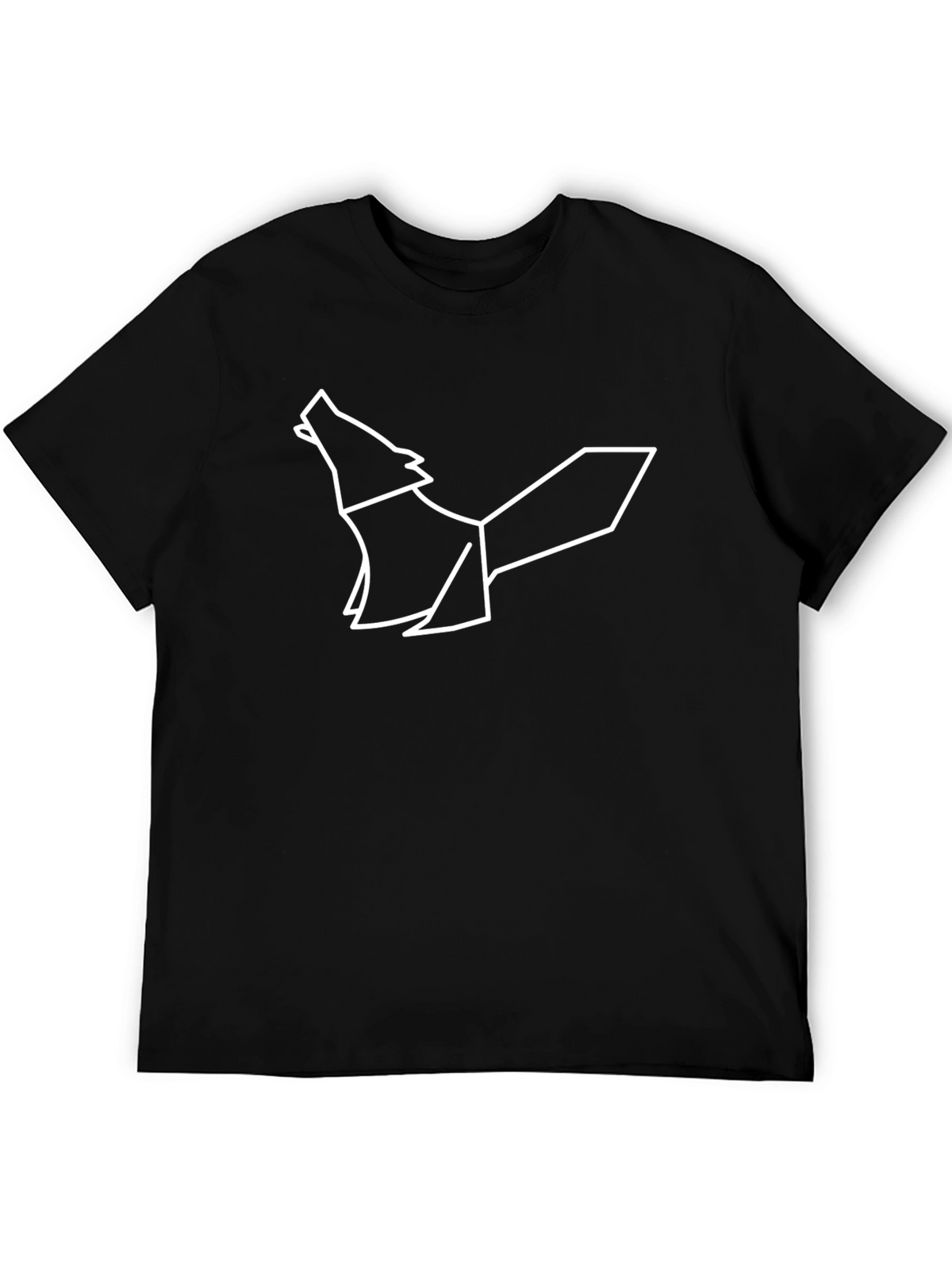 Geometric Wolf Graphic Tee - Modern Black T-Shirt