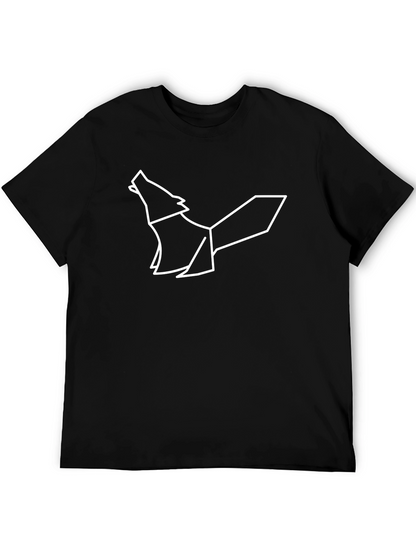 Geometric Wolf Graphic Tee - Modern Black T-Shirt