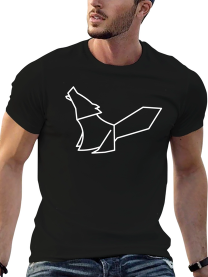 Geometric Wolf Graphic Tee - Modern Black T-Shirt