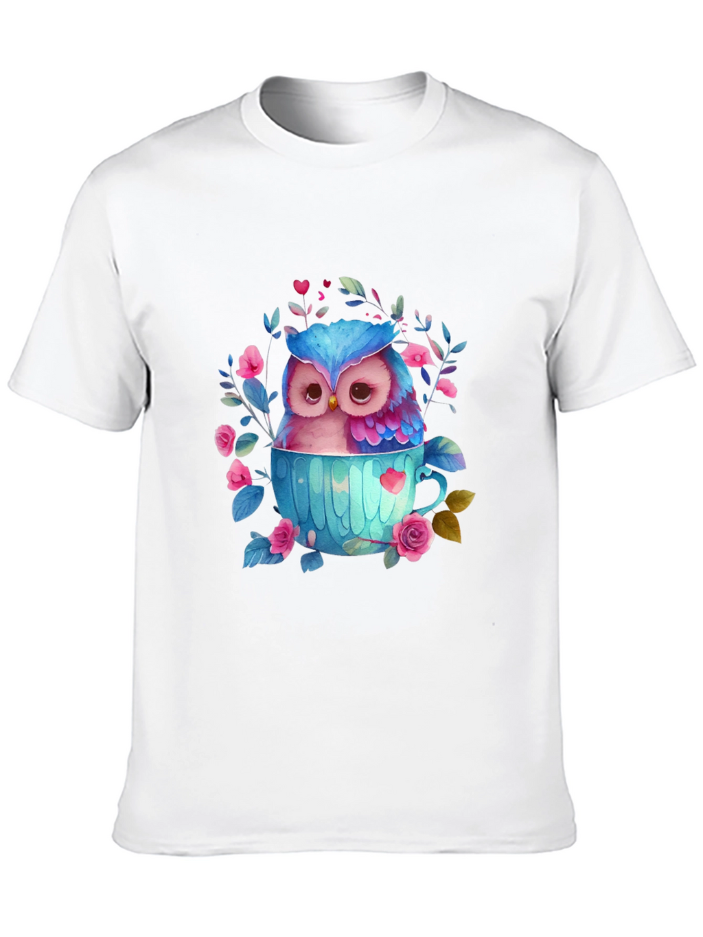 Owl in Teacup Graphic Tee - Cute Bird T-Shirt