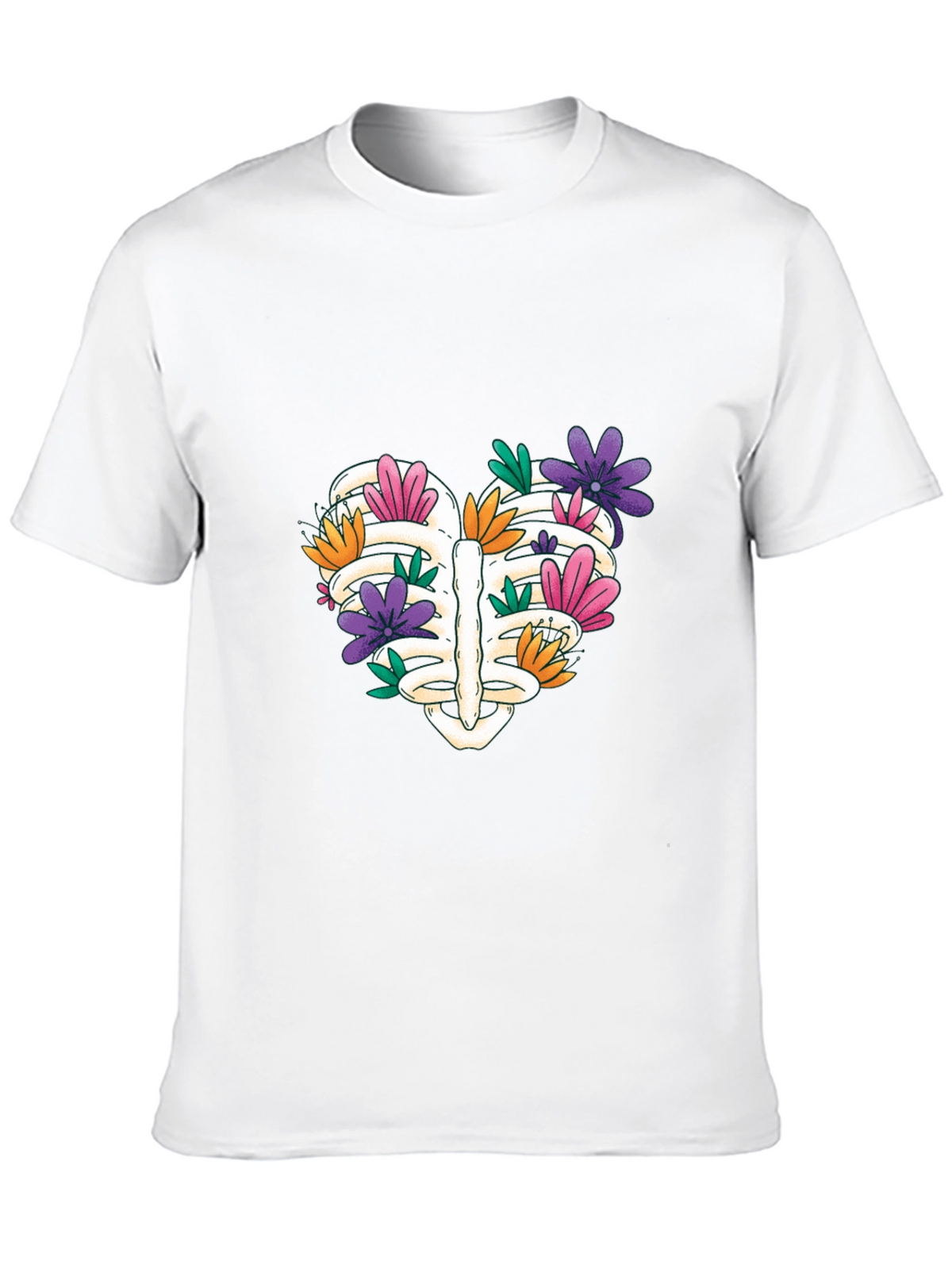 Floral Rib Cage Heart T-Shirt - Unisex