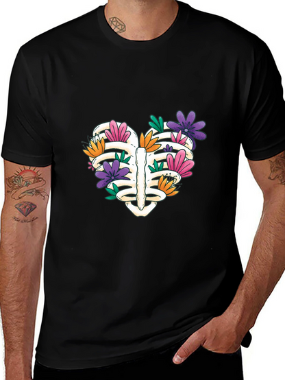 Floral Rib Cage Heart T-Shirt - Unisex