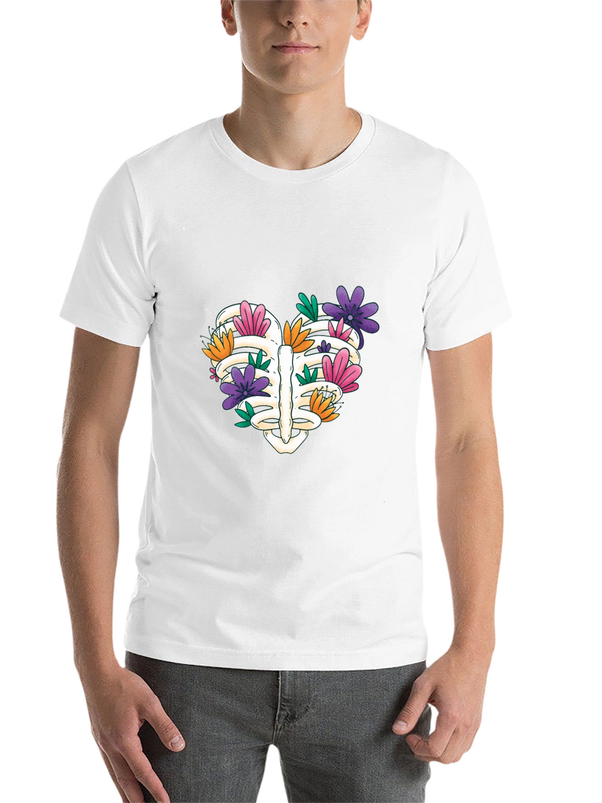 Floral Rib Cage Heart T-Shirt - Unisex
