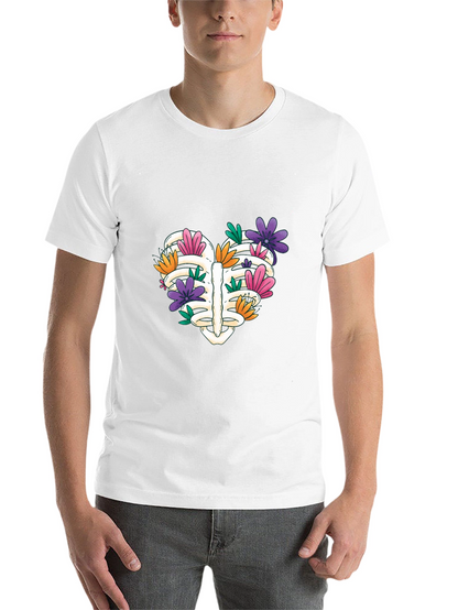 Floral Rib Cage Heart T-Shirt - Unisex
