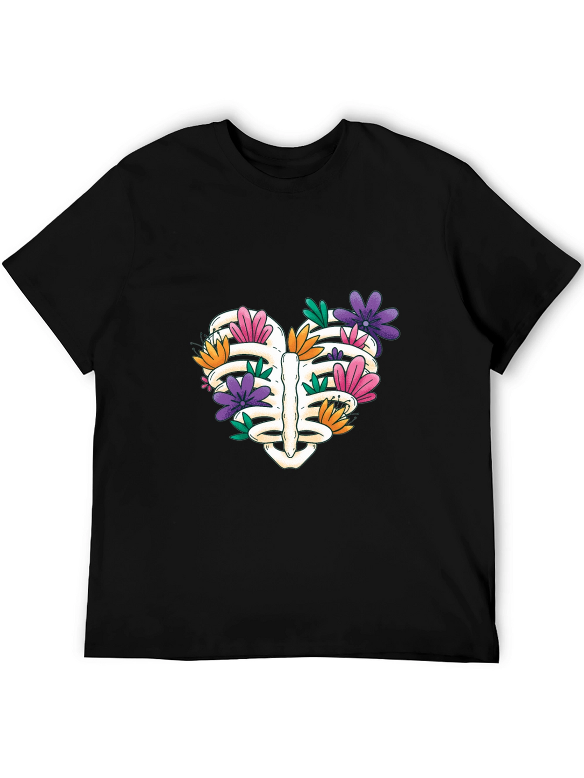 Floral Rib Cage Heart T-Shirt - Unisex