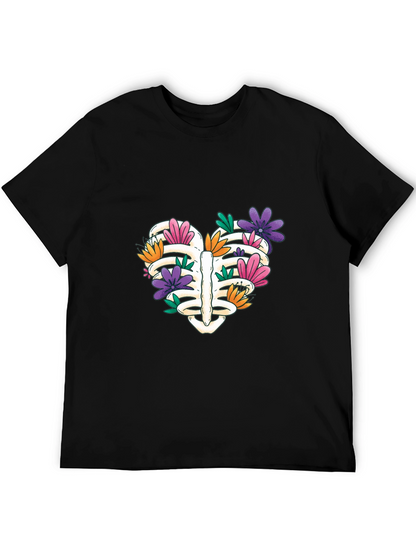 Floral Rib Cage Heart T-Shirt - Unisex