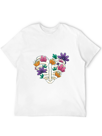 Floral Rib Cage Heart T-Shirt - Unisex