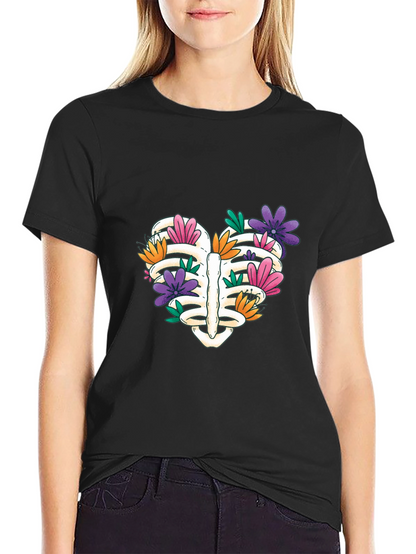 Floral Rib Cage Heart T-Shirt - Unisex