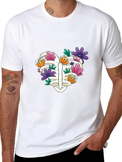 Floral Rib Cage Heart T-Shirt - Unisex